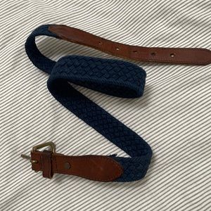 Rag & Bone leather and knit belt. Navy.